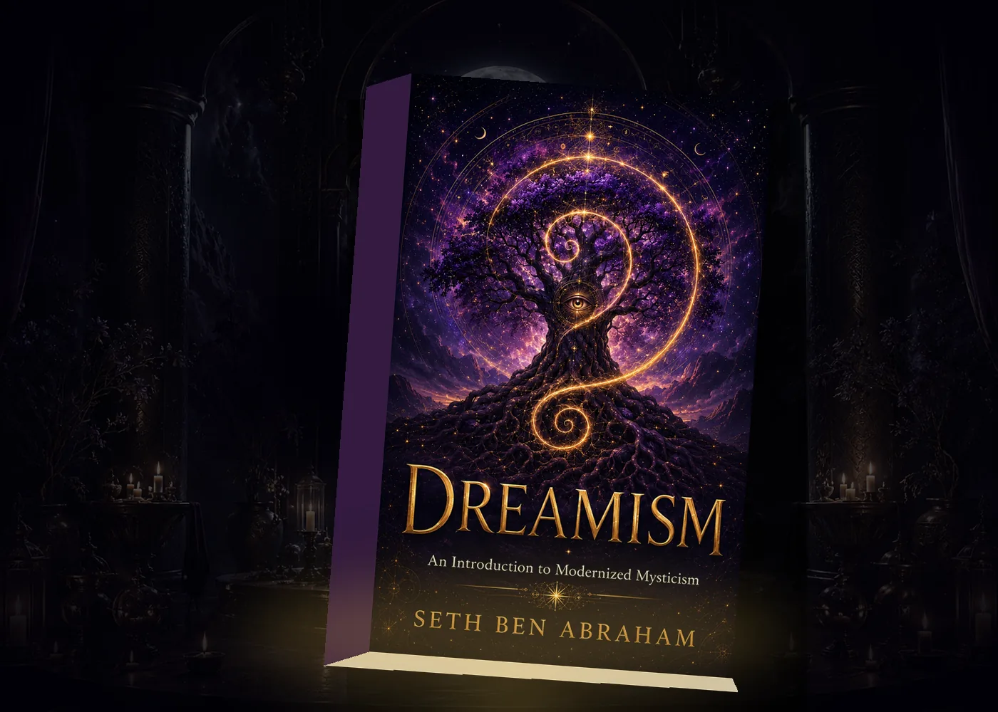 A three-dimensional copy of Dreamism displayed in a moonlit mystical observatory